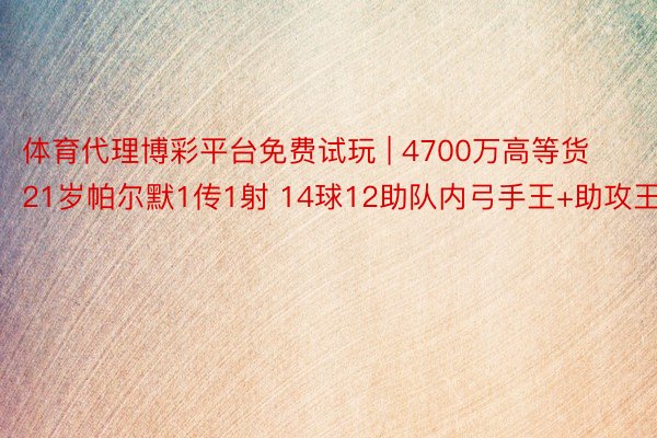 体育代理博彩平台免费试玩 | 4700万高等货21岁帕尔默1传1射 14球12助队内弓手王+助攻王