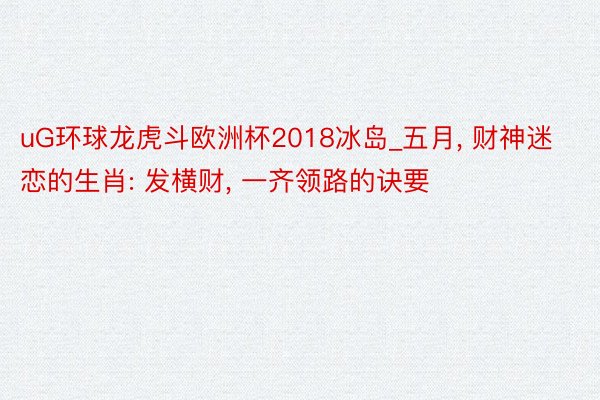 uG环球龙虎斗欧洲杯2018冰岛_五月, 财神迷恋的生肖: 发横财, 一齐领路的诀要