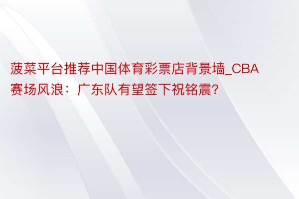 菠菜平台推荐中国体育彩票店背景墙_CBA赛场风浪:广东队有望签下祝铭震?